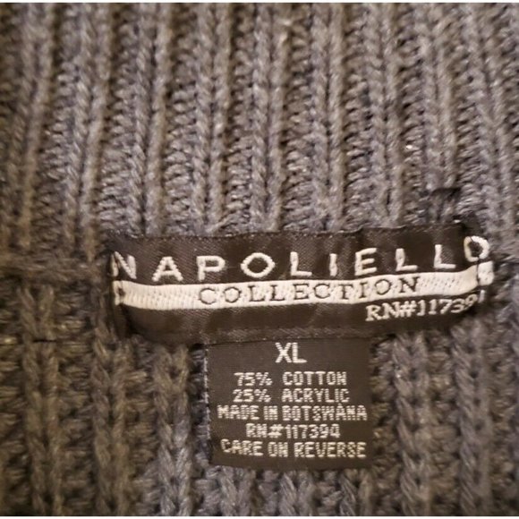 Napoliello Mens Gray Sweater XL Cardigan Cotton Blend Full Zip EUC - Picture 3 of 7